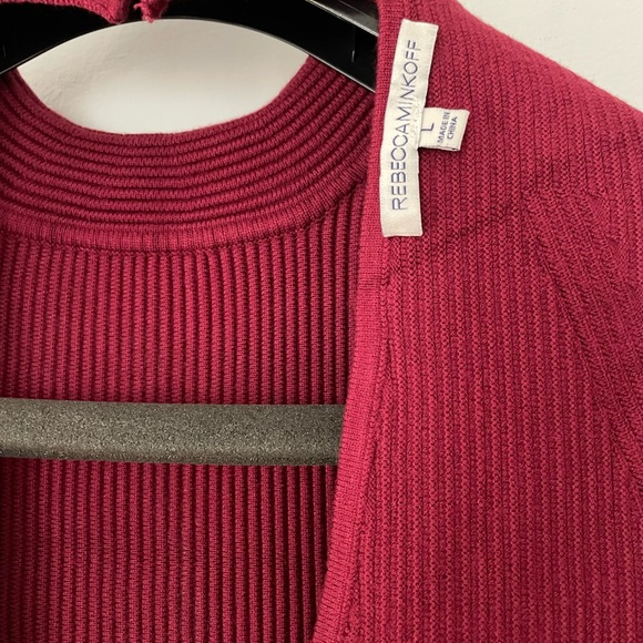 Rebecca Minkoff Magri in Wine Ribbed Knit Cutout Zip Back Dress - Size Large - Picture 12 of 13
